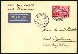ZEPPELINPOST 111Ab BRIEF, 1931, Fahrt Nach Hannover, Bordpost, Frankiert Mit 1 RM, Prachtkarte - Zeppelins