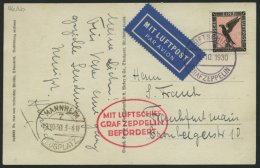 ZEPPELINPOST 96Ab BRIEF, 1930, Landungsfahrt Nach Mannheim, Bordpost, Prachtkarte - Poste Aérienne & Zeppelin