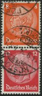 ZUSAMMENDRUCKE S 112 O, 1933, Hindenburg 8 + 12, Wz. 2, Pracht, Mi. 50.- - Zusammendrucke