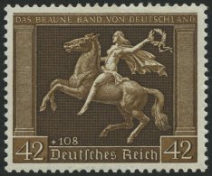 Dt. Reich 671y **, 1938, 42 Pf. Braunes Band, Waagerechte Gummiriffelung, Pracht, Mi. 150.- - Gebraucht