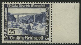 Dt. Reich 641x **, 1936, 25 Pf. Autobahnbrücke, Senkrechte Gummiriffelung, Rechtes Randstück, Pracht, Fotobefu - Sonstige & Ohne Zuordnung