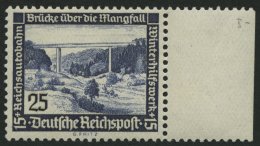 Dt. Reich 641x **, 1936, 25 Pf. Autobahnbrücke, Senkrechte Gummiriffelung, Rechtes Randstück, Pracht, Fotobefu - Autres & Non Classés