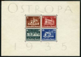 Dt. Reich Bl. 3 BRIEF, 1935, Block OSTROPA Mit Sonderstempel Und 8 Pf. Zusatzfrankatur Auf Einschreibbrief, Sonderstempe - Gebraucht