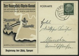 Dt. Reich 516 BRIEF, 1934, 6 Pf. Hindenburg Auf Reklamekarte Der Saarpfalz-Rhein-Kanal, Pracht - Other & Unclassified