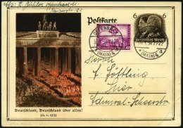 Dt. Reich 507 BRIEF, 1933, 40 Pf. Wagner, Prachtstück Auf überfrankierter Postkarte, Mi. (170.-) - Used Stamps