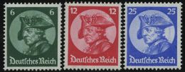 Dt. Reich 479-81 **, 1933, Friedrich Der Große, Normale Zähnung, Prachtsatz, Endwert Gepr. D. Schlegel, Mi. 3 - Autres & Non Classés