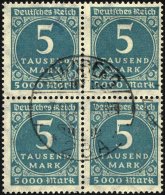 Dt. Reich 289a VB O, 1923, 100 Tsd. Auf 100 M. Graupurpur Im Viererblock, Linke Untere Marke Ein Zahn Etwas Verkürz - Used Stamps