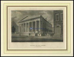 USA: Philadelphia, Die Bank Der Vereinigten Staaten, Stahlstich Von B.I. Um 1840 - Lithographies