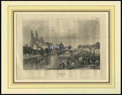 UPPSALA, Gesamtansicht, Stahlstich Von B.I. Um 1840 - Lithographien