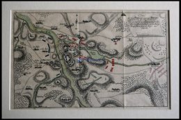 MEISSEN, Plan Der Schlacht Bei Kehlen Vom 3. Und 4.12.1759, Altkolorierter Kupferstich Von Ca. 1760 - Lithographien