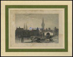 LÜBECK, Gesamtansicht Mit Der Holstein-Brücke, Stahlstich Von Vickers/Roberts, 1840 - Lithographien