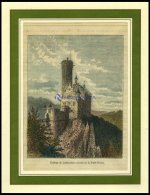 Schloß LICHTENSTEIN, Kolorierter Holzstich Von Clerget Um 1880 - Lithographien