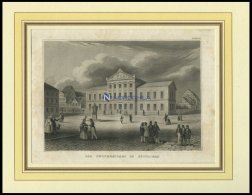 GÖTTINGEN: Die Universität Mit Reizvoller Personenstaffage Im Vordergrund, Stahlstich Von B.I. Um 1840 - Lithographies