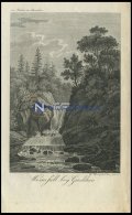 GEROLDSAU/Baden In Schwaben: Wasserfall Beim Ort, Landschaftsszenerie Mit Sitzenden Wanderern, Kupferstich Von F. Rosm&a - Lithographies