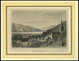 ASSMANNSHAUSEN, Gesamtansicht, Stahlstich Von Lange/Kurz Um 1840 - Lithographies