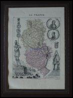 Departement Rhone Mit Dekorativer Personenstaffage, Farbiger Stahlstich Von M. Vuillemin, Paris 1870 - Sonstige & Ohne Zuordnung