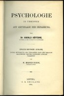 KLASSISCHE LITERATUR Dr. Harald Höffding: Psychologie In Umrissen Auf Grundlage Der Erfahrung. 2. Deutsche Ausgabe, - Other & Unclassified