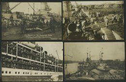 ALTE POSTKARTEN - SCHIFFE KAISERL. MARINE BIS 1918 Die Abrüstung Der Deutschen Flotte, 4 Verschiedene Karten, Dabei - Warships