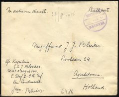 NIEDERLÄNDISCH-INDIEN 1946, Violetter K1 VELDPOST/Datum/BATAVIA Und Handschriftlicher Vermerk In Active Dienst Auf - Niederländisch-Indien