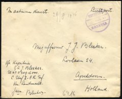NIEDERLÄNDISCH-INDIEN 1946, Violetter K1 VELDPOST/Datum/BATAVIA Und Handschriftlicher Vermerk In Active Dienst Auf - Netherlands Indies