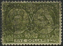 KANADA 53 O, 1897, 5 $ Olivgrün, Etwas Unsauber Gestempelt Sonst Pracht, Mi. 800.- - Canada