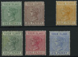 JUNGFERNINSELN 7-12 *, 1880-84, Königin Viktoria, Falzreste, 6 Werte Meist Pracht, Mi. 378.- - British Virgin Islands