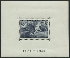 SPANIEN Bl. 11/2A,B **, 1938, Blockpaar Seeschlacht Von Lepanto, Gezähnt Und Ungezähnt, Bl. 11A Kleine Druckst - Sonstige & Ohne Zuordnung