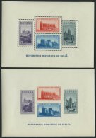 SPANIEN Bl. 9A/B **, 1938, Blockpaar Historische Baudenkmäler, Gezähnt Und Ungezähnt, Feinst (Block A 140 - Other & Unclassified