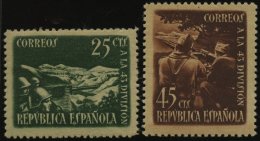 SPANIEN 732/3A **, 1938, 43. Division, Gezähnt, 2 Prachtwerte, Mi. 60.- - Other & Unclassified