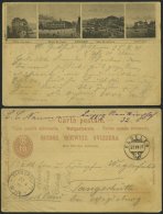 GANZSACHEN 1891, 10 C. Bildpostkarte Mit 4 Ansichten Von Lugano, Von FLUELEN Nach Tangerhütte, Leichte Gebrauchsspu - Stamped Stationery