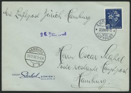 LUFTPOST Brief , 22.12.1948, Zürich-Stuttgart-Hamburg, 1. Nachkriegsflug, SAS-Prachtbrief Frankiert Mit Mi.Nr. 517 - Erst- U. Sonderflugbriefe