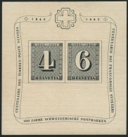 SCHWEIZ BUNDESPOST Bl. 8 **, 1943, Block 100 Jahre Briefmarken, Feinst, Mi. 100.- - Gebraucht