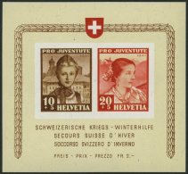 SCHWEIZ BUNDESPOST Bl. 6 **, 1941, Block Kriegs-Winterhilfe, Pracht, Mi. 140.- - Gebraucht