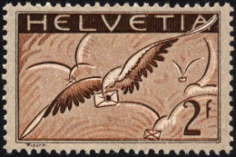 SCHWEIZ BUNDESPOST 245x *, 1930, 2 Fr. Brieftaube, Gewöhnliches Papier, Falzreste, üblich Gezähnt Pracht - Used Stamps