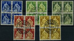 SCHWEIZ BUNDESPOST VB O , 1908, Sitzende Helvetia (Mi.Nr. 103,105,107,109/10x), Glatter Gummi, In Zentrisch Gestempelten - Used Stamps