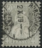 SCHWEIZ BUNDESPOST 34 O, 1878, 40 C. Grau Mit Abart Kontrolllzeichen äusserst Schwach Eingeprägt, Stempel RORS - Oblitérés