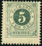 SCHWEDEN 19B *, 1877, 5 Ö. Grün, Gezähnt K 13, Falzreste, Pracht, Mi. 130.- - Used Stamps