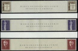 POLEN 1777-79Zf **, 1967, 100. Geburtstag Maria Curie-Sklodowska Mit Zierfeldern, Pracht (im Steg 1x Gefaltet), Mi. 60.- - Other & Unclassified