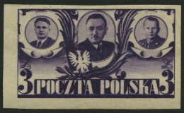 POLEN 439U *, 1946, 3 Zl. Provisorische Regierung, Ungezähnt, Pracht, Mi. 125.- - Other & Unclassified