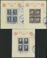 POLEN Bl. 2-4 O, 1937, Besuch Des Königs Von Rumänien, 3 Blocks Mit Sonderstempeln, Feinst, Mi. 150.- - Other & Unclassified
