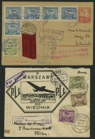 POLEN 224,227-29 BRIEF, 1924-27, 3 Verschiedene Flugpostbelege, U.a. Eil-Postkarte Nach Danzig, Feinst/Pracht - Other & Unclassified