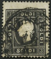 LOMBARDEI UND VENETIEN 7IIa O, 1859, 3 So. Schwarz, Type II, K1 VENEZIA, Pracht, Gepr. Dr. Ferchenbauer, Mi. 120.- - Lombardy-Venetia