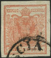 LOMBARDEI UND VENETIEN 3Xb O, 1850, 15 C. Rosa, Handpapier, Type IIa, Platte 3, Randdruck Links, K1 (BRE)SCIA, Pracht - Lombardo-Venetien