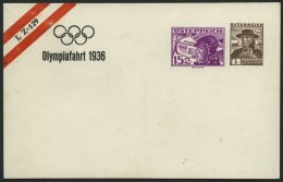 GANZSACHEN 1936, Privat-Ganzsachenkarte Olympiafahrt 1936 - LZ 129 Mit 15 Und 12 G, Ungebraucht, Pracht - Other & Unclassified