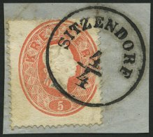 STERREICH 20 BrfStk, 1860, 5 Kr. Rot, K1 SITZENDORF, Prachtbriefstück - Sonstige & Ohne Zuordnung