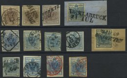 STERREICH 4/5X,Y O,BrfStk , 1850/4, 6 Kr. Braun Und 9 Kr. Blau, 13 Werte, Dabei Bessere Stempel, Auch 2 Rote, Prachtlot - Sonstige & Ohne Zuordnung