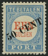 PORTOMARKEN P 27III *, 1906, 50 C. Auf 1 G. Hellblau/rot, Type III, Falzrest, Pracht, Mi. 160.- - Taxe