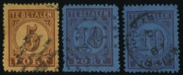 PORTOMARKEN P 1,2A/B O, 1870, Große Wertziffer, 3 Werte Feinst/Pracht, Mi. 71.- - Postage Due