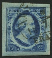 NIEDERLANDE 1 O, 1852, 5 C. Blau, Riesenrandiges Kabinettstück - Andere & Zonder Classificatie