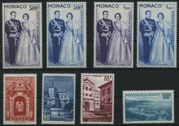 MONACO 603 *, 1959/60, Fürstenpaar Und Ansichten, Falzreste, 3 Prachtsätze - Autres & Non Classés